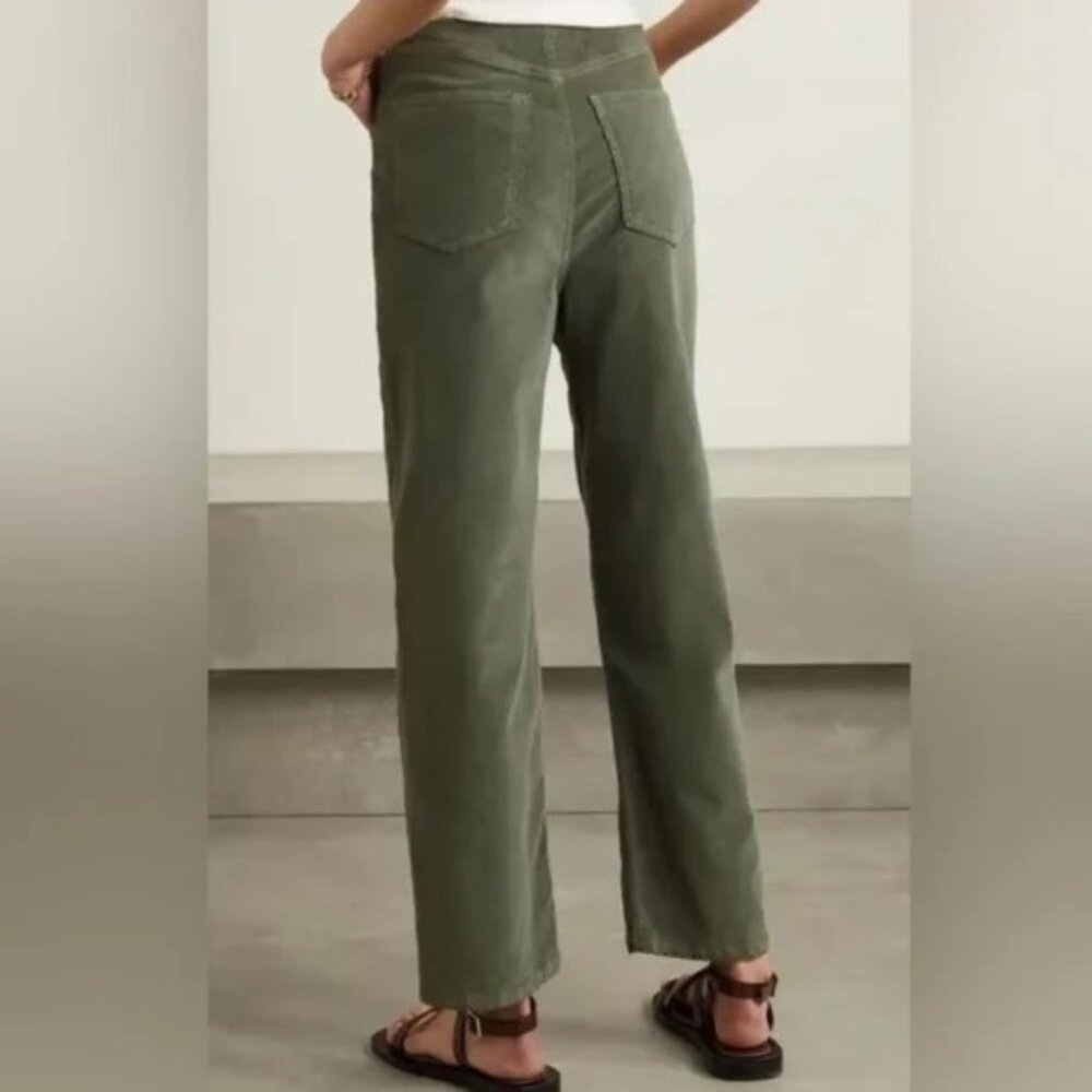 NWOT Veronica Beard Crosbie Wide Leg Button Crop Clover Green Corduroy Pants 28 - Picture 3 of 12